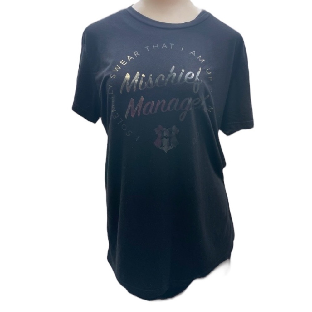 Harry Potter Mischief Managed Gold Spellout Black Oversized Soft Tee meduim - Picture 2 of 7